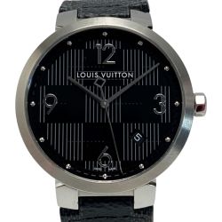 ☆☆ LOUIS VUITTON ルイヴィトン タンブール ダミエグラフィット デイト Q1D07 ブラック クォーツ メンズ 腕時計 箱・取説有 Bランク