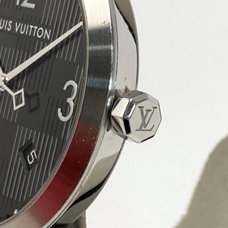  LOUIS VUITTON ルイヴィトン タンブール ダミエグラフィット デイト Q1D07 ブラック クォーツ メンズ 腕時計 箱・取説有