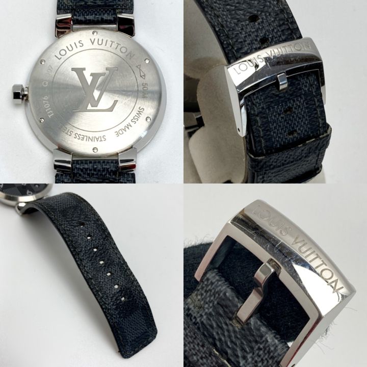 ルイ・ヴィトン LOUIS VUITTON Q1D07 タンブール スリム ダミエ グラフィット デイト クォーツ メンズ _795082 ルイ・ヴィトン LOUIS VUITTON Q1D07 タンブール スリム ダミエ グラ