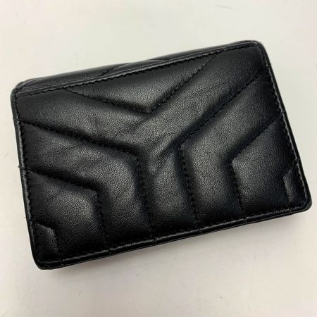  SAINT LAURENT(Yves Saint Laurent) レザー YSL ブラック 財布 2つ折り レディース シルバー金具