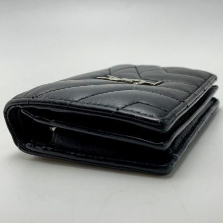  SAINT LAURENT(Yves Saint Laurent) レザー YSL ブラック 財布 2つ折り レディース シルバー金具