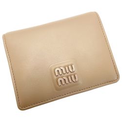 ☆☆ MIU MIU ソフティーパテッド 5MV204 ベージュ 2つ折り財布 レディース 箱有 Cランク