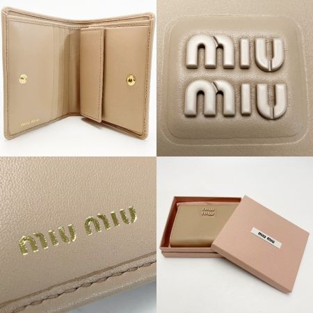  MIU MIU ソフティーパテッド 5MV204 ベージュ 2つ折り財布 レディース 箱有