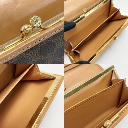  CELINE セリーヌ マカダム柄 二つ折り財布 がま口 ブラウン PVC×レザー 長財布