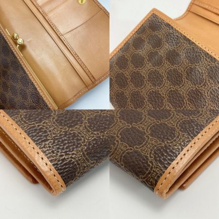  CELINE セリーヌ マカダム柄 二つ折り財布 がま口 ブラウン PVC×レザー 長財布
