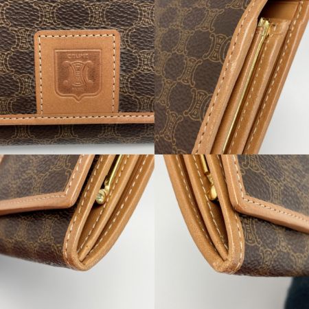  CELINE セリーヌ マカダム柄 二つ折り財布 がま口 ブラウン PVC×レザー 長財布