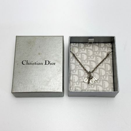  Christian Dior クリスチャンディオール ロゴ ネックレス シルバー メッキ DIORロゴ 箱有
