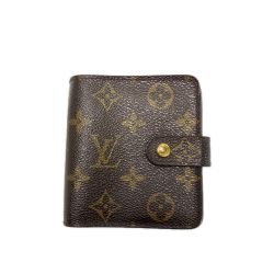 LOUIS VUITTON ルイヴィトン モノグラム コンパクトジップ M61667 ブラウン 2つ折り財布 Cランク
