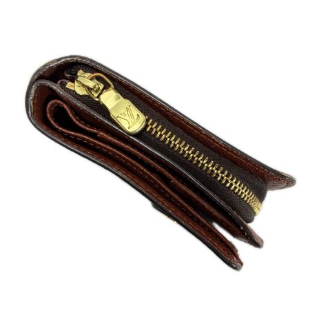 LOUIS VUITTON ルイヴィトン モノグラム コンパクトジップ M61667 ブラウン 2つ折り財布