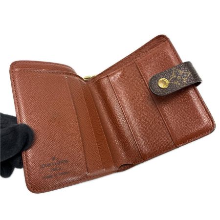 LOUIS VUITTON ルイヴィトン モノグラム コンパクトジップ M61667 ブラウン 2つ折り財布