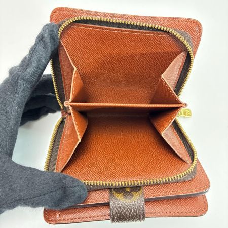 LOUIS VUITTON ルイヴィトン モノグラム コンパクトジップ M61667 ブラウン 2つ折り財布