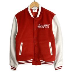 ☆☆ Coca-Cola コカコーラ スタジアムジャケット MARVELコラボ限定  レッドx ホワイト サイズ S Bランク