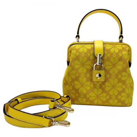  Kate Spade ケイトスペード キャンバス レメディスペードフラワースモール PXRUB217 イエロー ハンドバッグ レディース ゴールド金具 ショルダーストラップ・袋有