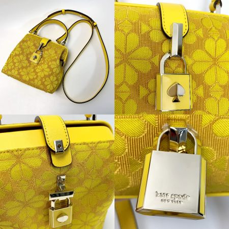  Kate Spade ケイトスペード キャンバス レメディスペードフラワースモール PXRUB217 イエロー ハンドバッグ レディース ゴールド金具 ショルダーストラップ・袋有