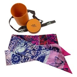 ☆☆ HERMES エルメス レオパード シルク100% ツイリー レッド×ローズ シルクスカーフ Cランク