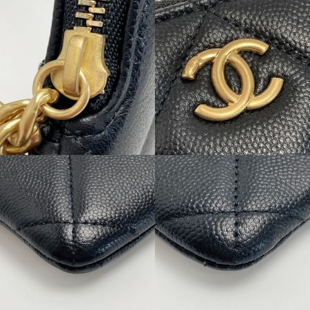  CHANEL シャネル ココマーク マトラッセ ポーチ ブラック キャビアスキン チャーム クラッチバッグ