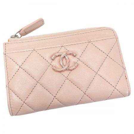  CHANEL シャネル マトラッセ カードケース AP3630 ライトピンク ココマーク ラムスキン コインケース