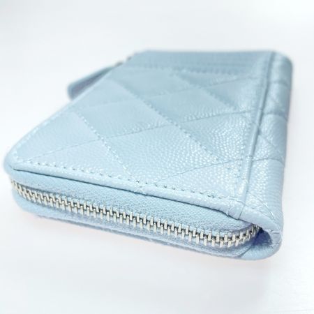  CHANEL シャネル マトラッセ カードケース  AP3836 ライトブルー ココマーク キャビアスキン コインケース
