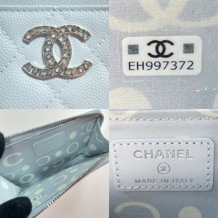  CHANEL シャネル マトラッセ カードケース  AP3836 ライトブルー ココマーク キャビアスキン コインケース