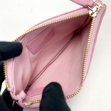  CHANEL シャネル マトラッセ クラシック ミニポーチ A82365 ピンク キャビアスキン ギャランティカード有