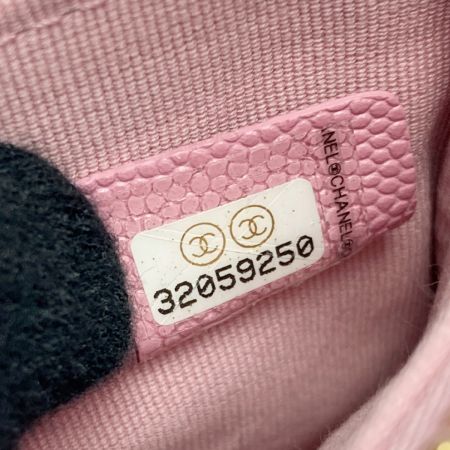  CHANEL シャネル マトラッセ クラシック ミニポーチ A82365 ピンク キャビアスキン ギャランティカード有