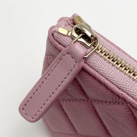  CHANEL シャネル マトラッセ クラシック ミニポーチ A82365 ピンク キャビアスキン ギャランティカード有