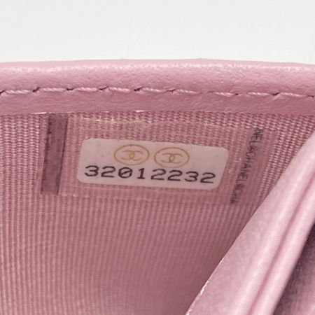  CHANEL シャネル マトラッセ クラシック カードケース AP0213 ピンク ラムスキン ギャランティカード有