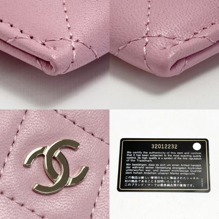  CHANEL シャネル マトラッセ クラシック カードケース AP0213 ピンク ラムスキン ギャランティカード有