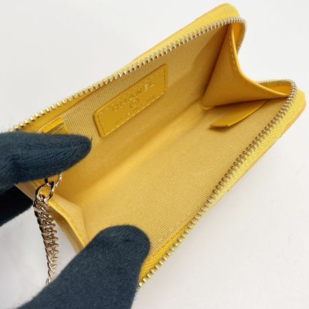  CHANEL シャネル マトラッセ クラシック コインケース AP0221 イエロー キャビアスキン キーリング付き