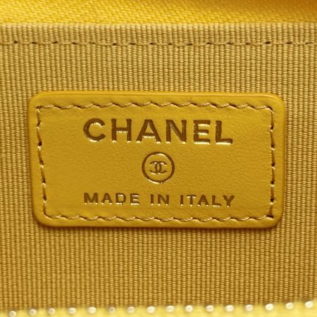  CHANEL シャネル マトラッセ クラシック コインケース AP0221 イエロー キャビアスキン キーリング付き