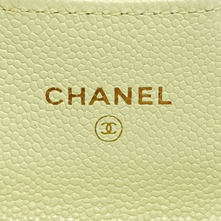  CHANEL シャネル マトラッセ クラシック フラップ カードケース AP0214 ライトイエロー キャビアスキン