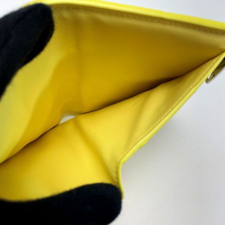  BOTTEGA VENETA ボッテガヴェネタ マキシ  イントレチャート イエロー 2つ折り財布 レザー レディース シルバー金具 袋有