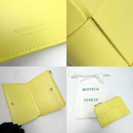  BOTTEGA VENETA ボッテガヴェネタ マキシ  イントレチャート イエロー 2つ折り財布 レザー レディース シルバー金具 袋有