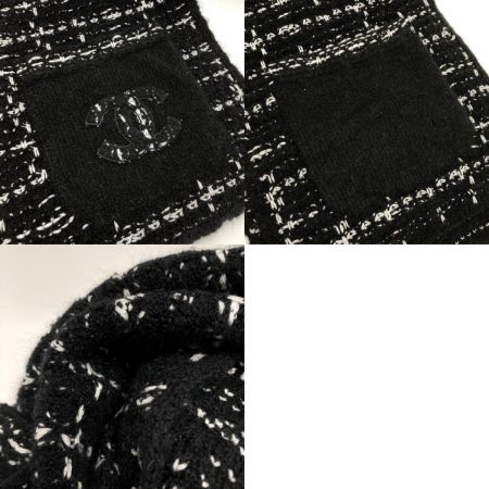  CHANEL シャネル ココマーク ポケット付き マフラー ブラック ウール/カシミヤ/シルク ストール