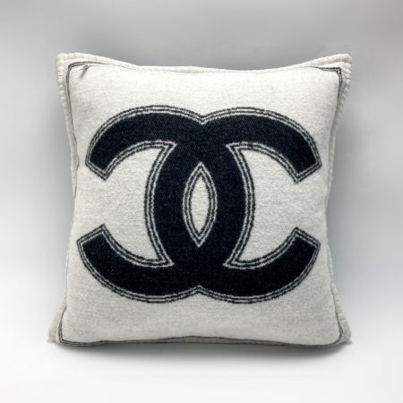  CHANEL シャネル ココマーク ダブルフェイス クッション ブラック×ホワイト ウール/カシミヤ