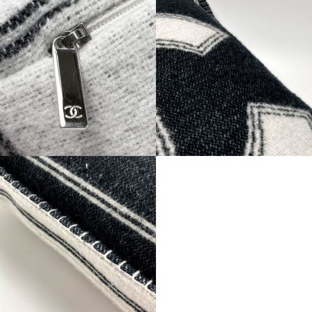 CHANEL シャネル ココマーク ダブルフェイス クッション ブラック×ホワイト ウール/カシミヤ