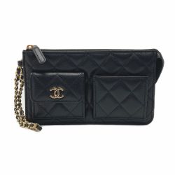 ☆☆ CHANEL シャネル マトラッセ チェーンウォレット AP3466 ブラック キャビアスキン クラッチバッグ Aランク