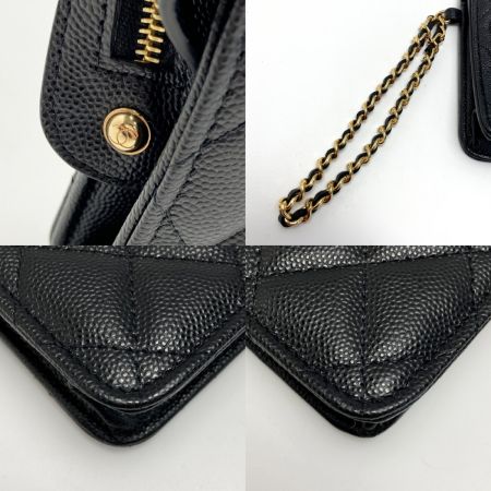  CHANEL シャネル マトラッセ チェーンウォレット AP3466 ブラック キャビアスキン クラッチバッグ