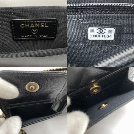  CHANEL シャネル クラッチバッグ キャビアスキン マトラッセ チェーンウォレット AP3466 ブラック