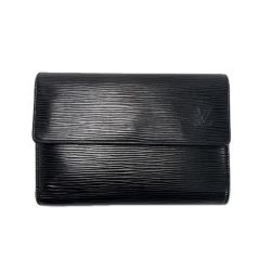 LOUIS VUITTON ルイヴィトン エピ ポルトトレゾール・エテュイ パピエ M63712 ブラック 3つ折り財布 ケース付 Bランク