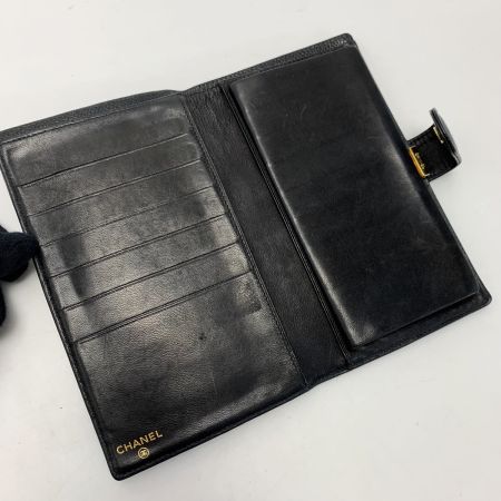  CHANEL シャネル キャビアスキン がま口 レザー ココマーク ブラック / ゴールド金具 財布 レディース
