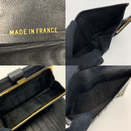  CHANEL シャネル キャビアスキン がま口 レザー ココマーク ブラック / ゴールド金具 財布 レディース