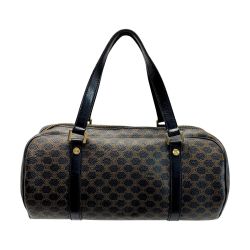 ☆☆ CELINE セリーヌ マカダム柄 CE00/12 ブラウン ドラムバッグ レディース ゴールド金具 Cランク