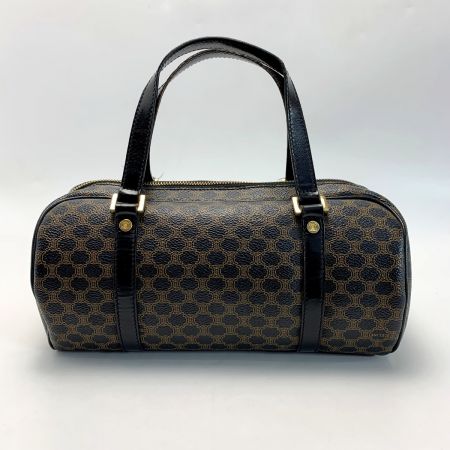  CELINE セリーヌ マカダム柄 CE00/12 ブラウン ドラムバッグ レディース ゴールド金具
