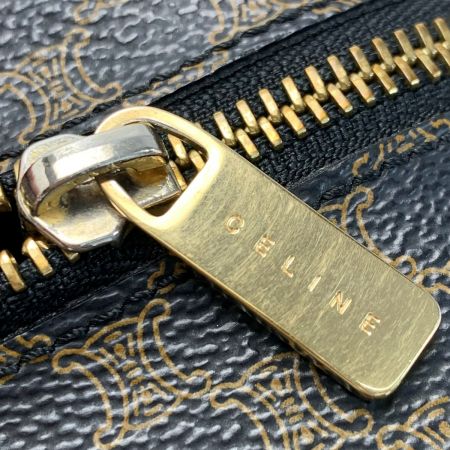  CELINE セリーヌ マカダム柄 CE00/12 ブラウン ドラムバッグ レディース ゴールド金具