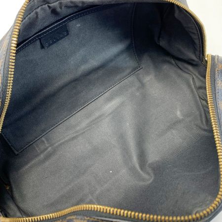  CELINE セリーヌ マカダム柄 CE00/12 ブラウン ドラムバッグ レディース ゴールド金具