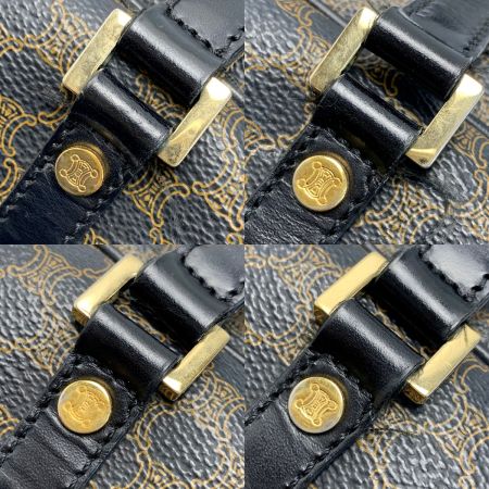  CELINE セリーヌ マカダム柄 CE00/12 ブラウン ドラムバッグ レディース ゴールド金具