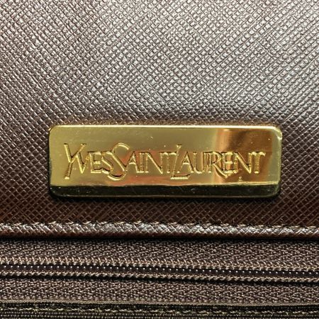  Yves Saint Laurent イブサンローラン YSLロゴ 型押し ショルダーバッグ ブラウン レザー ヴィンテージ