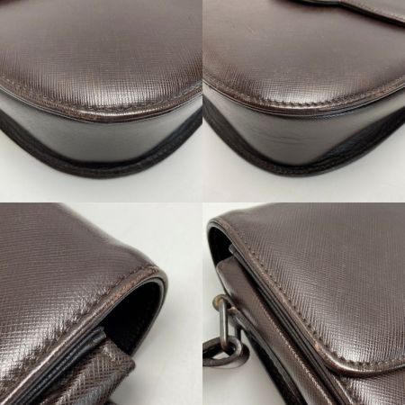  Yves Saint Laurent イブサンローラン YSLロゴ 型押し ショルダーバッグ ブラウン レザー ヴィンテージ