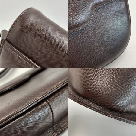  Yves Saint Laurent イブサンローラン YSLロゴ 型押し ショルダーバッグ ブラウン レザー ヴィンテージ